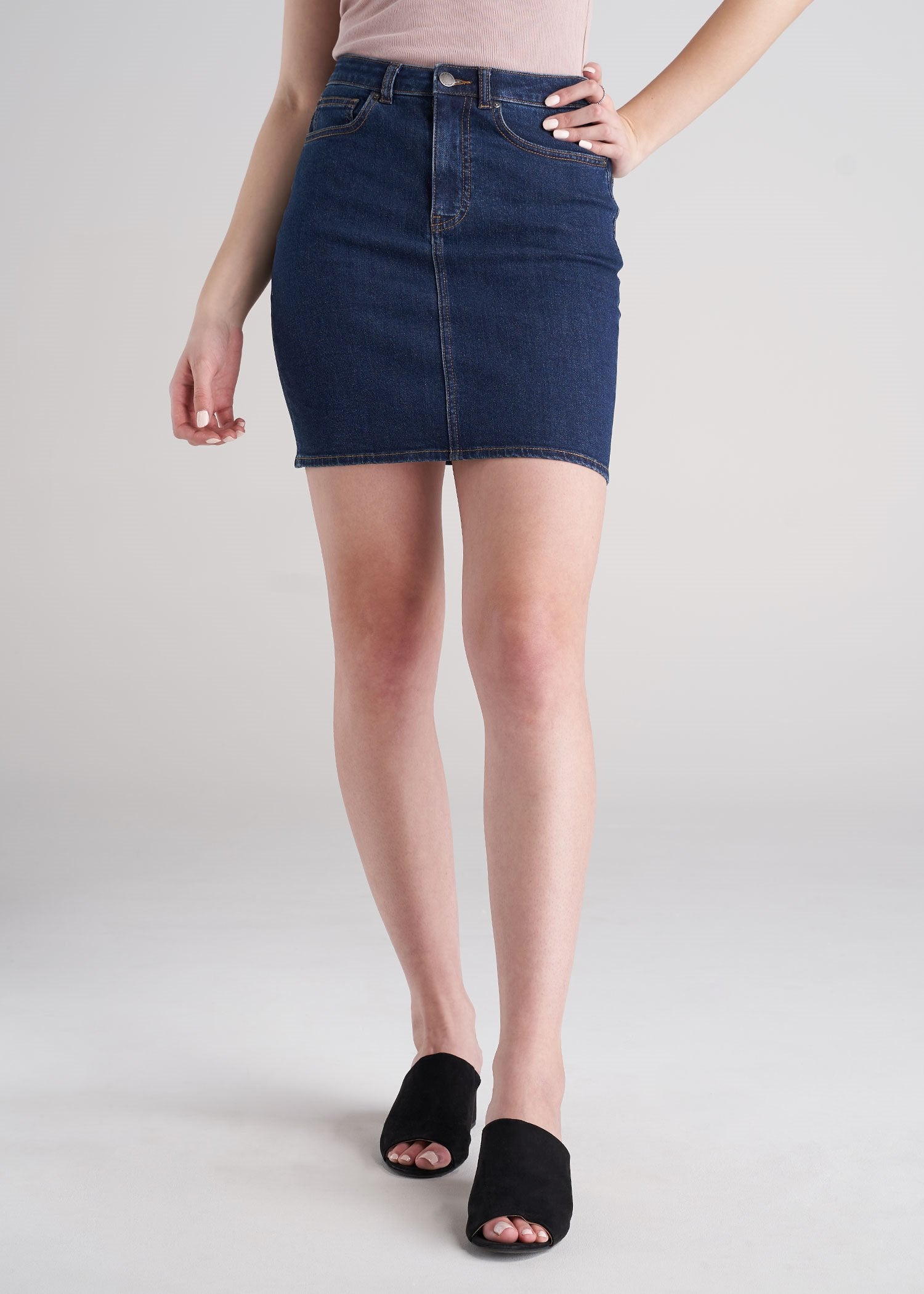 Classic Women's Tall Denim Skirt in Washed Indigo Blue