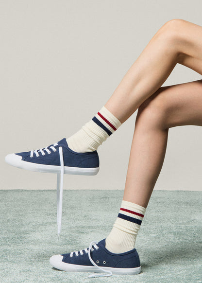 Vulcanized Canvas Sneakers for Tall Women in Patriot Blue