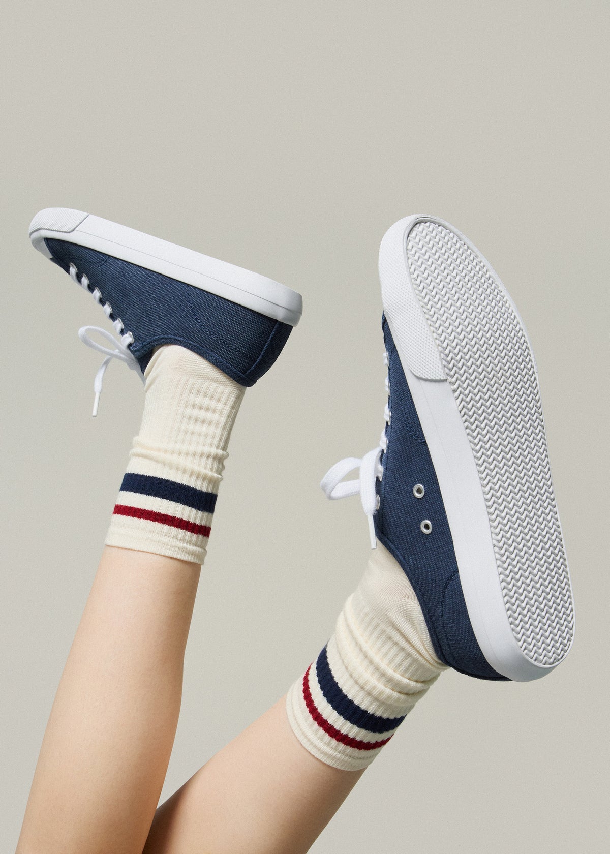 Vulcanized Canvas Sneakers for Tall Women in Patriot Blue