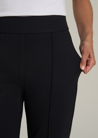 Soft Flex Ponte Pull On Flare Pants for Tall Women in Black