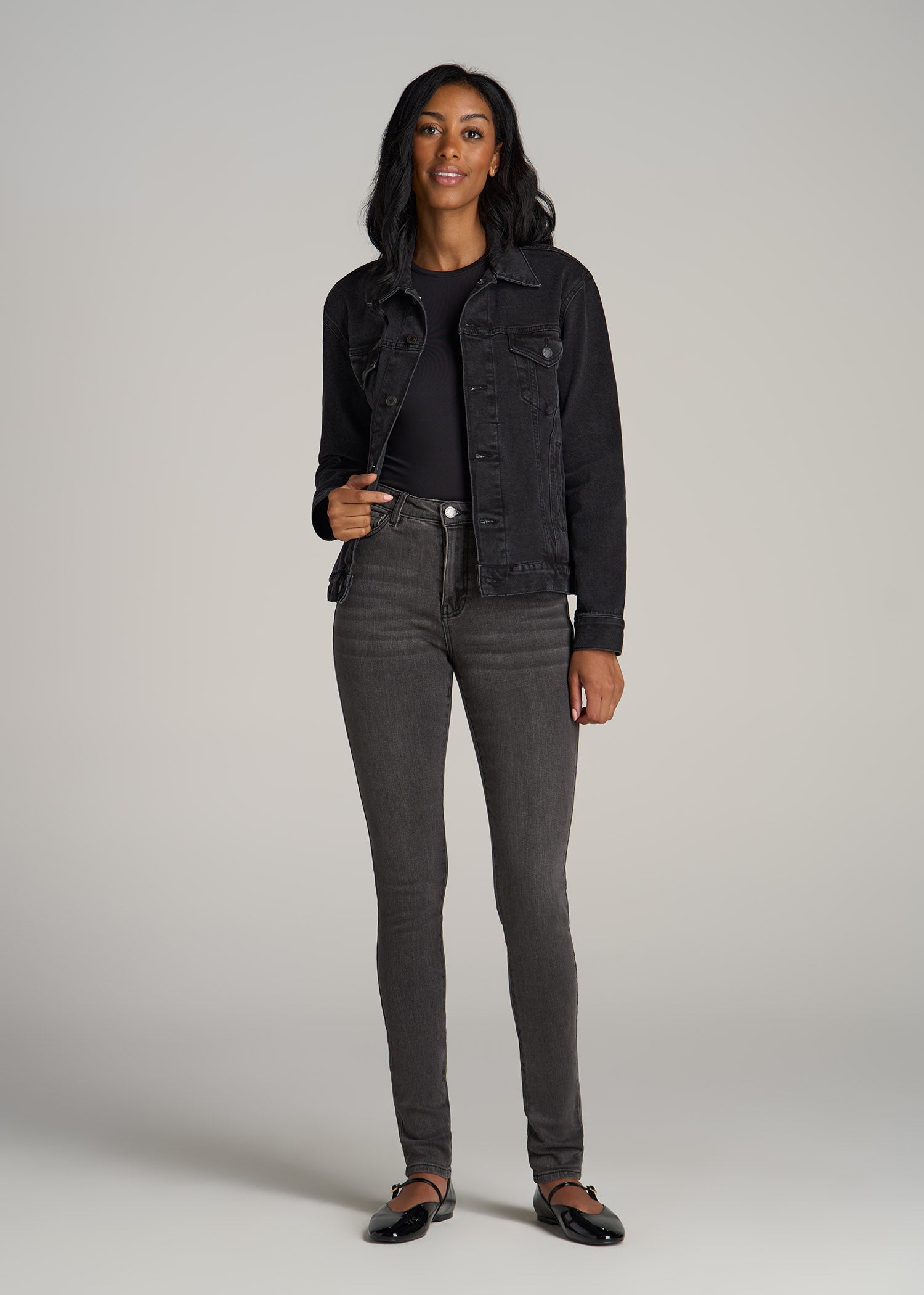 Georgia High-Rise Skinny Jeans for Tall Women in True Grit Grey