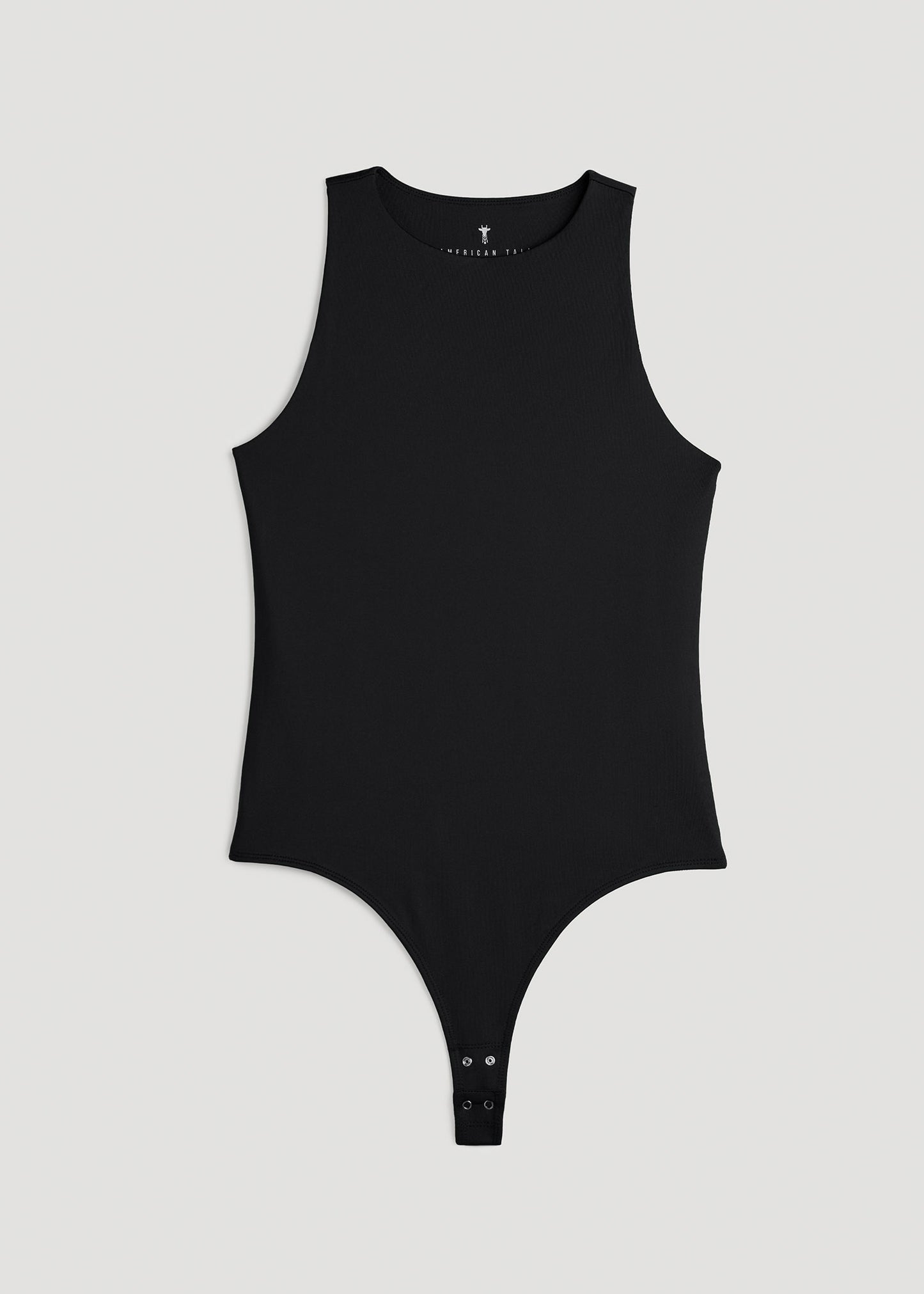 High Crewneck Sleeveless Bodysuit for Tall Women in Black