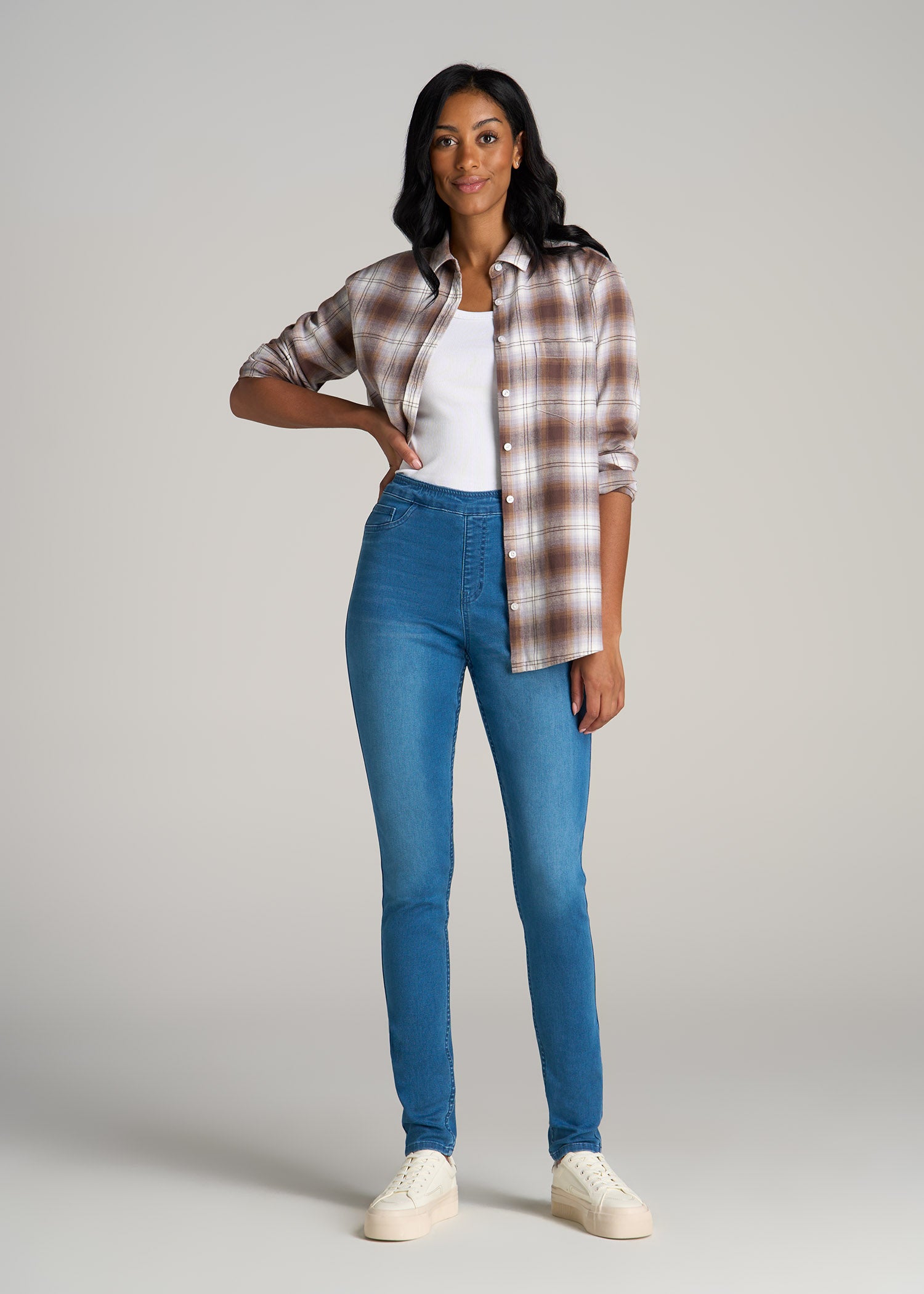 Jeggings for Tall Women in Classic Mid Blue
