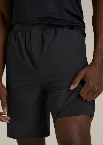 2-in-1 Featherweight Running Short for Tall Men in Black