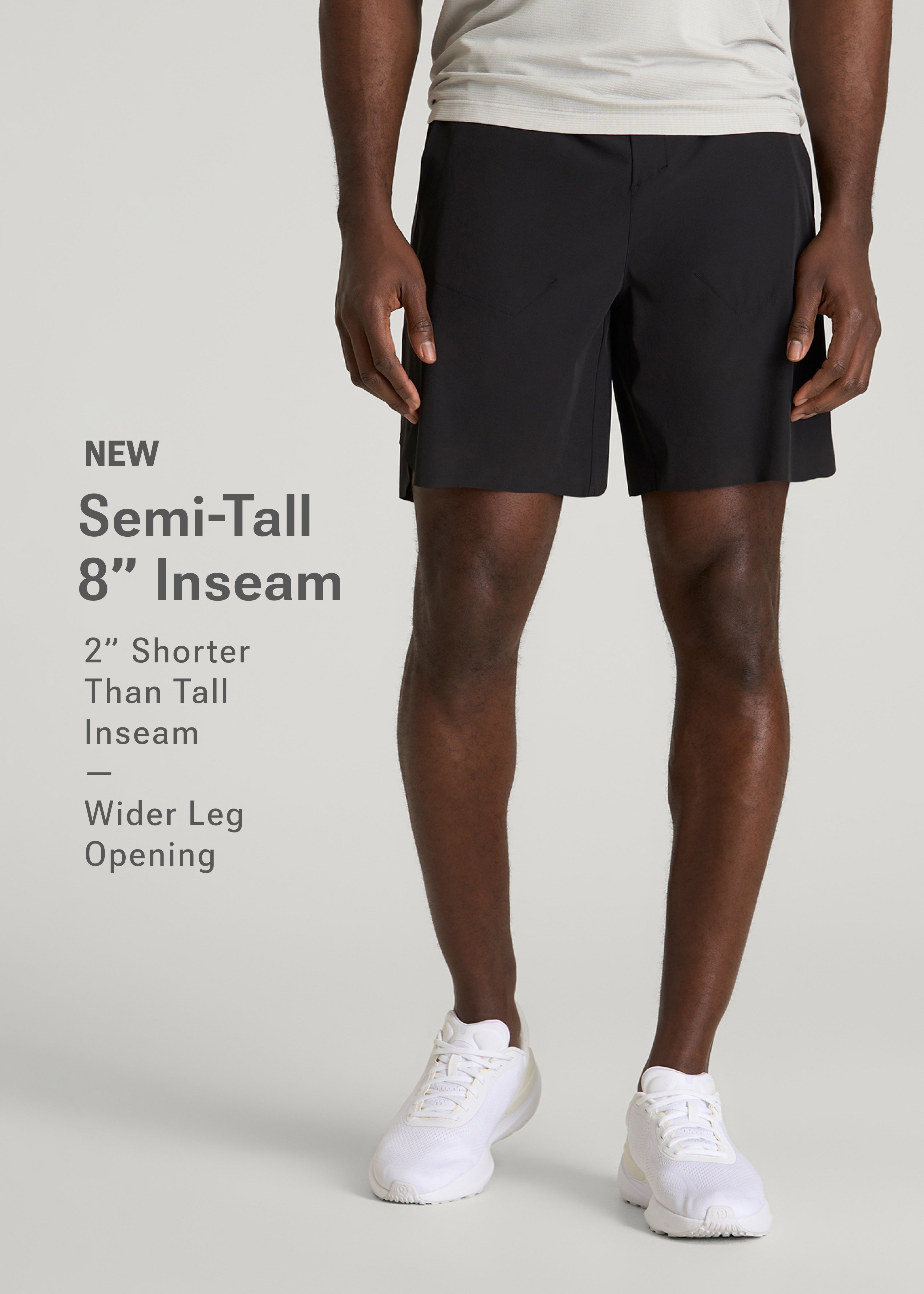 2-in-1 Featherweight Running Short for Tall Men in Black