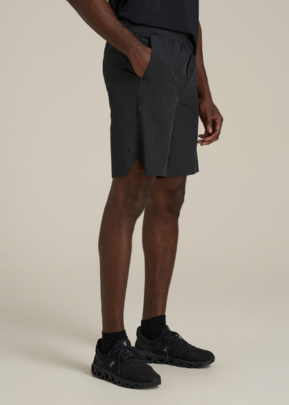 2-in-1 Featherweight Running Short for Tall Men in Black