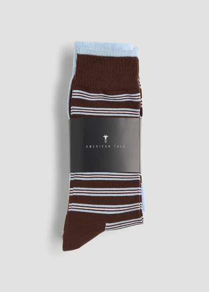 Dress Socks Size 14 to 17 (3-Pack) for Tall Men in Brown/Blue Dress Socks Size 14 to 17 (3-Pack) for Tall Men in Brown/Blue