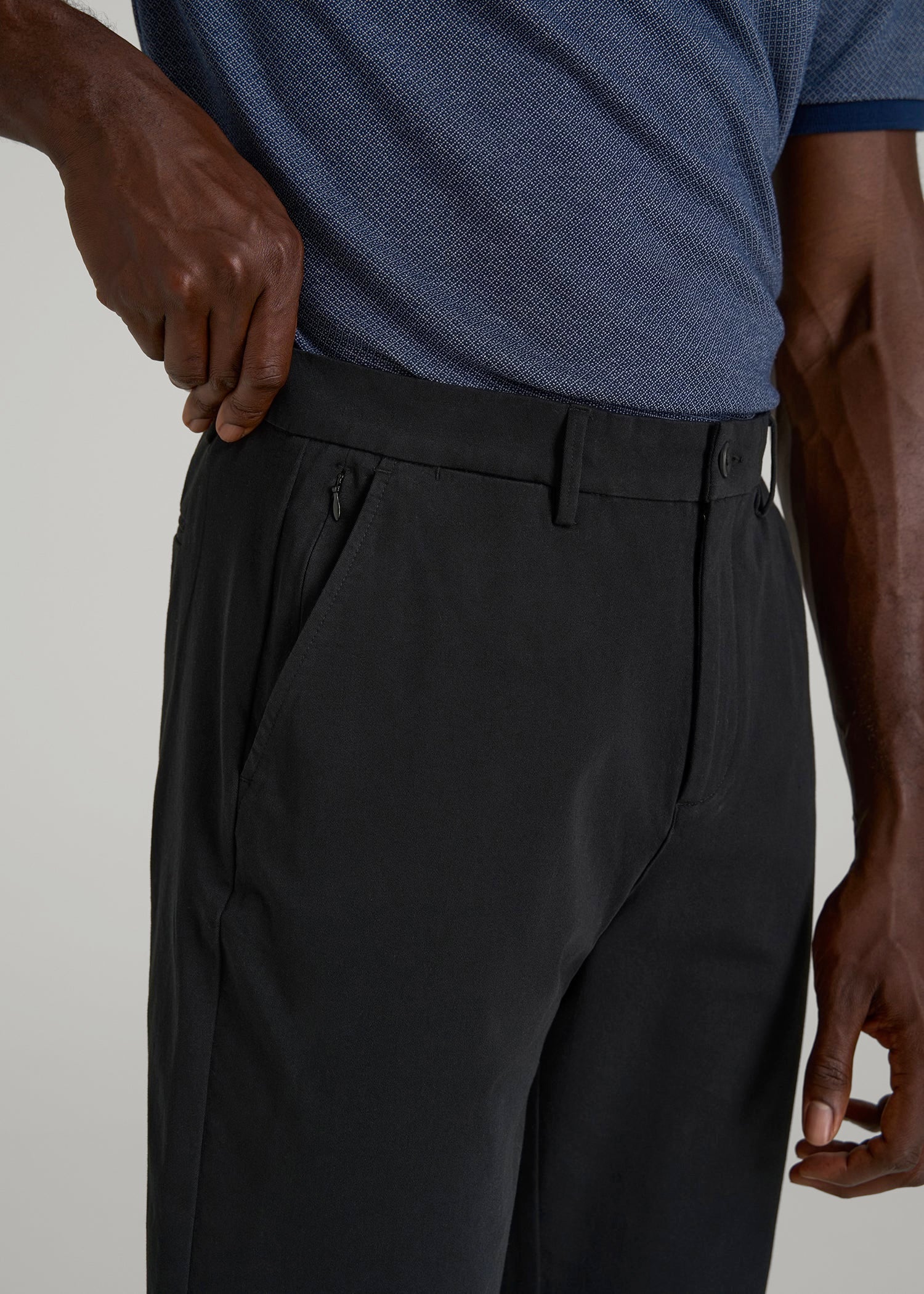 4 Way Stretch Commuter STRAIGHT Leg Chino Pants for Tall Men in Black