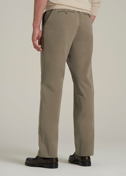 4-Way Stretch Commuter Straight Chino Pants for Tall Men in Dusty Khaki