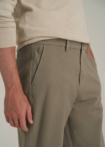 4-Way Stretch Commuter Straight Chino Pants for Tall Men in Dusty Khaki