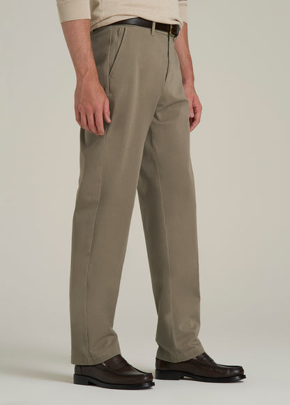 4-Way Stretch Commuter Straight Chino Pants for Tall Men in Dusty Khaki