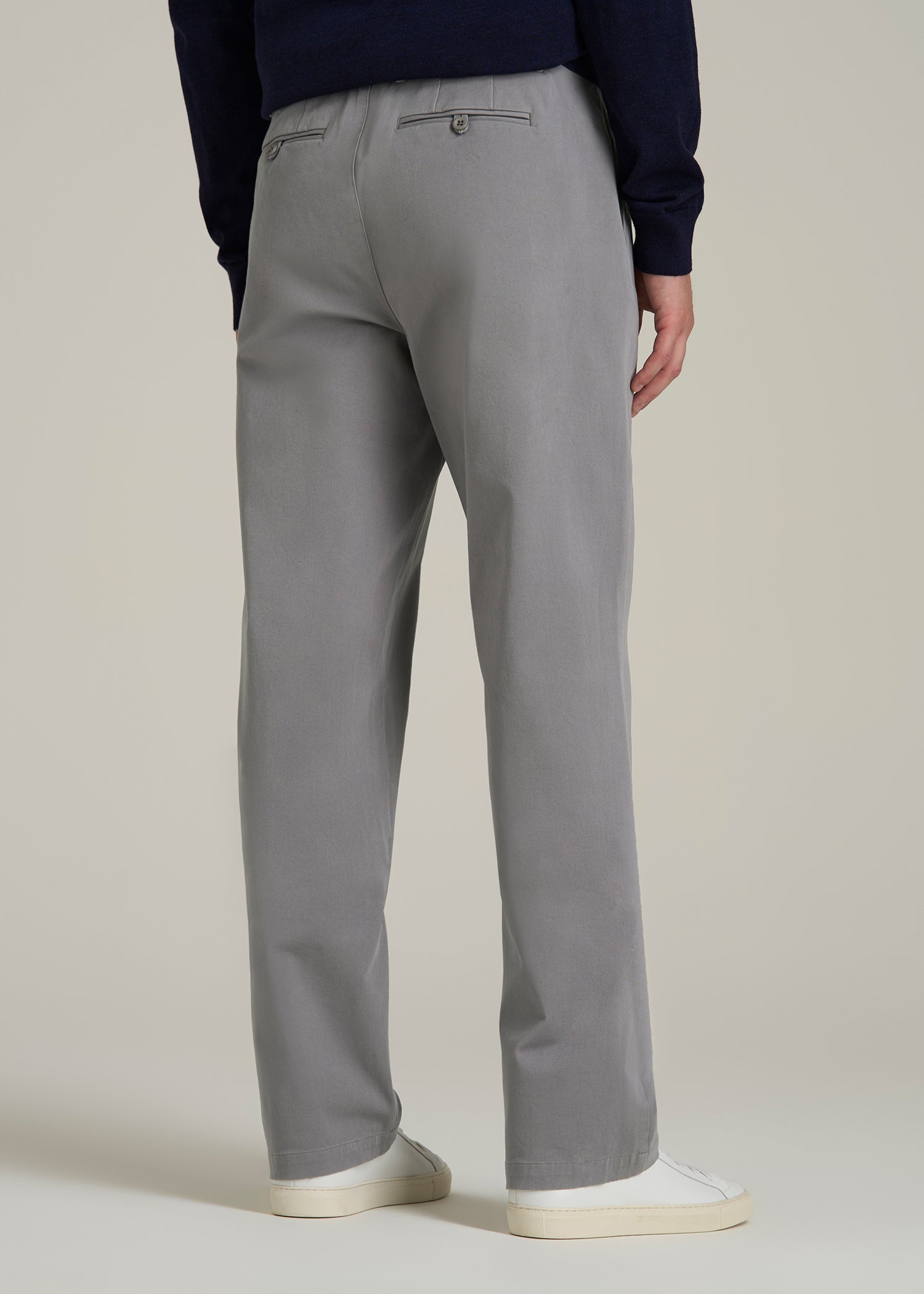4-Way Stretch Commuter Straight Chino Pants for Tall Men in Pebble Grey