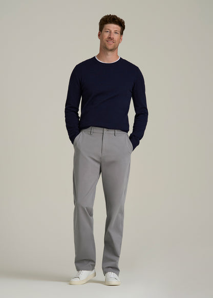 4-Way Stretch Commuter Straight Chino Pants for Tall Men in Pebble Grey