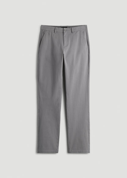 4-Way Stretch Commuter Straight Chino Pants for Tall Men in Pebble Grey