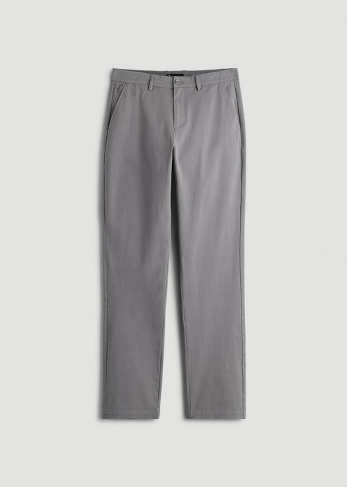 4-Way Stretch Commuter Straight Chino Pants for Tall Men in Pebble Grey