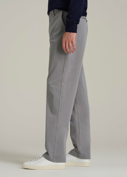 4-Way Stretch Commuter Straight Chino Pants for Tall Men in Pebble Grey