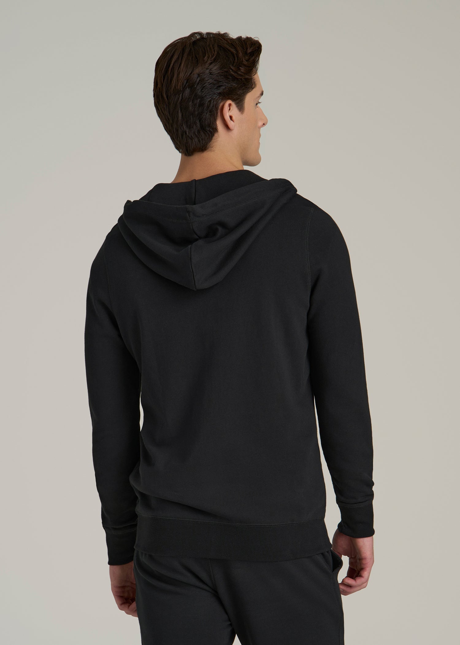 Wearever French Terry Full-Zip Hoodie for Tall Men in Black