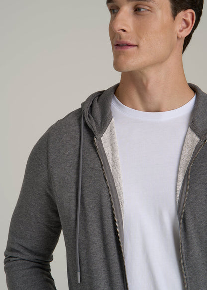 Wearever French Terry Full-Zip Hoodie for Tall Men in Charcoal Mix