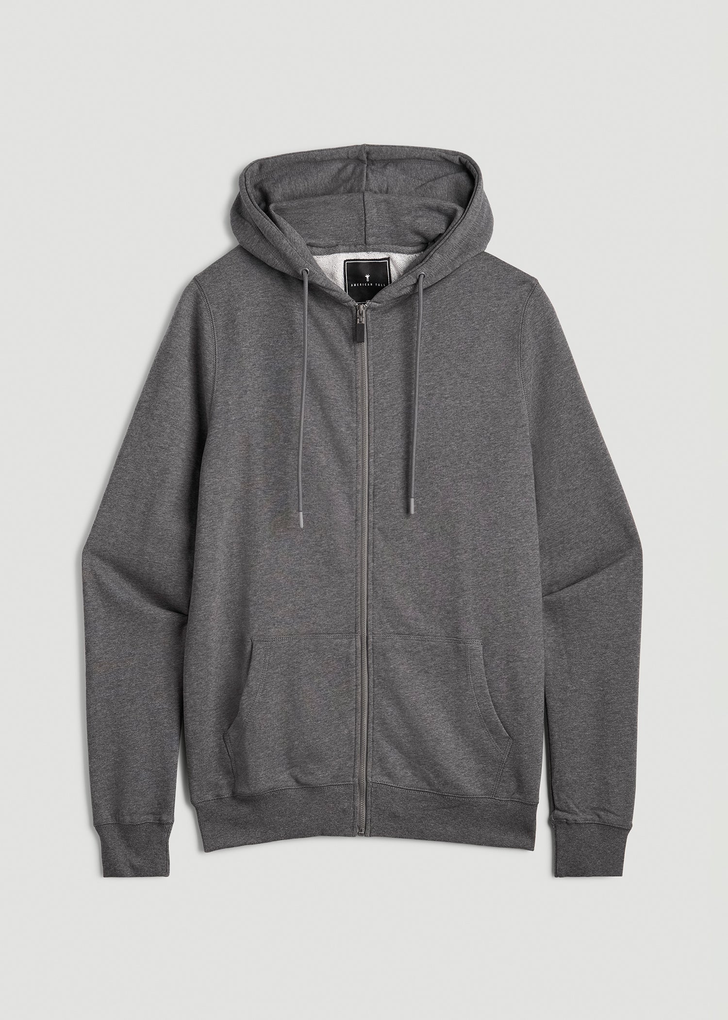 Wearever French Terry Full-Zip Hoodie for Tall Men in Charcoal Mix