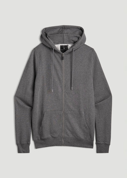 Wearever French Terry Full-Zip Hoodie for Tall Men in Charcoal Mix