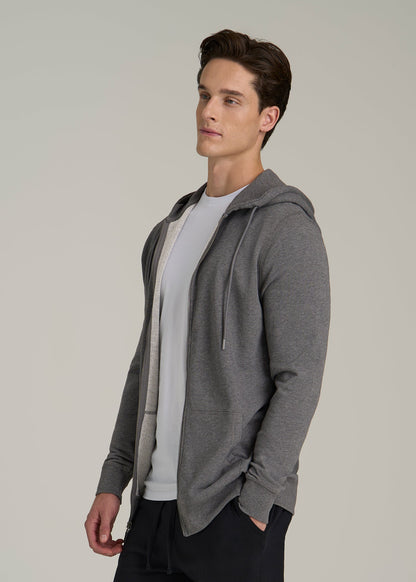Wearever French Terry Full-Zip Hoodie for Tall Men in Charcoal Mix