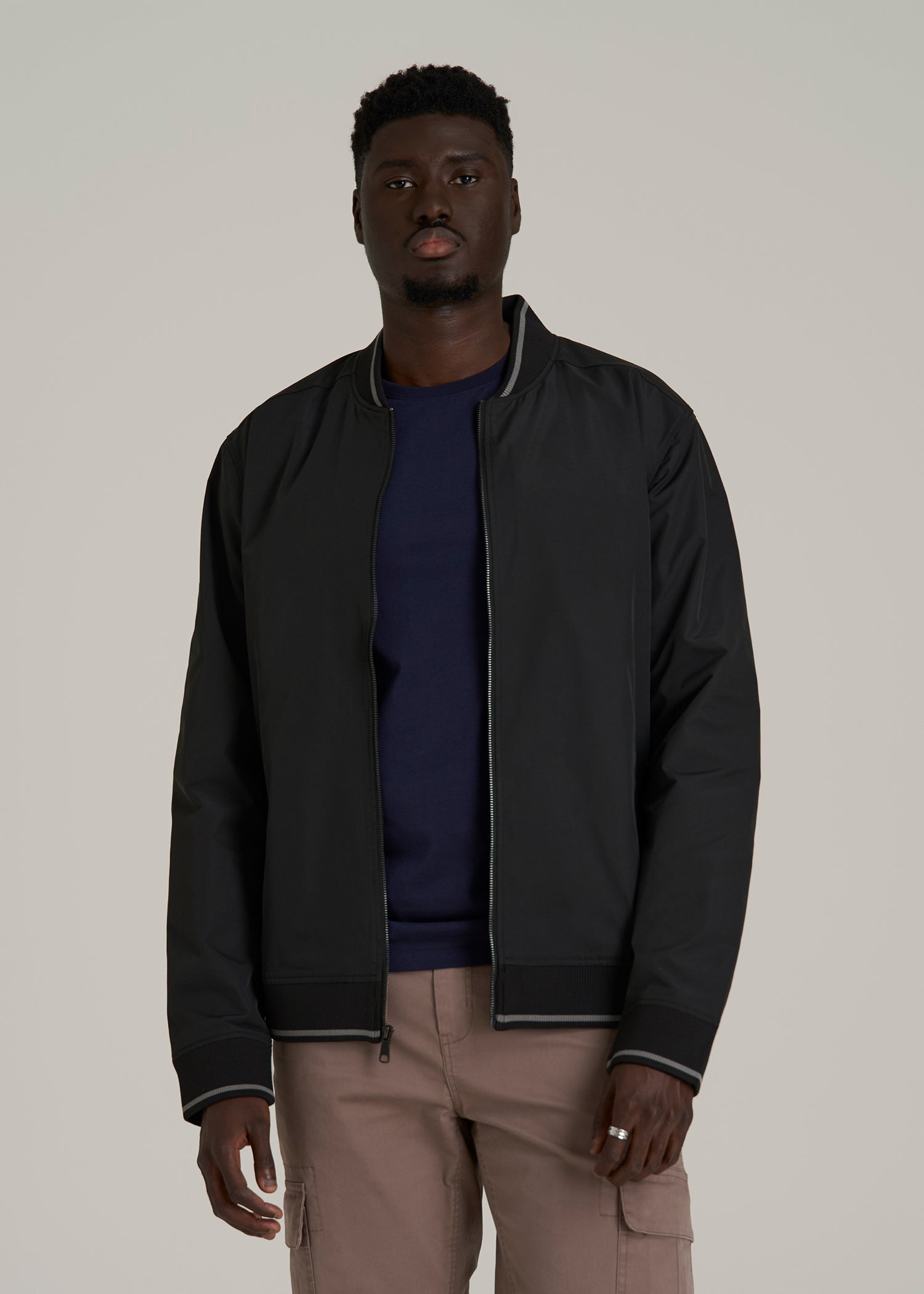 A.T. Bomber Jacket for Tall Men in Black