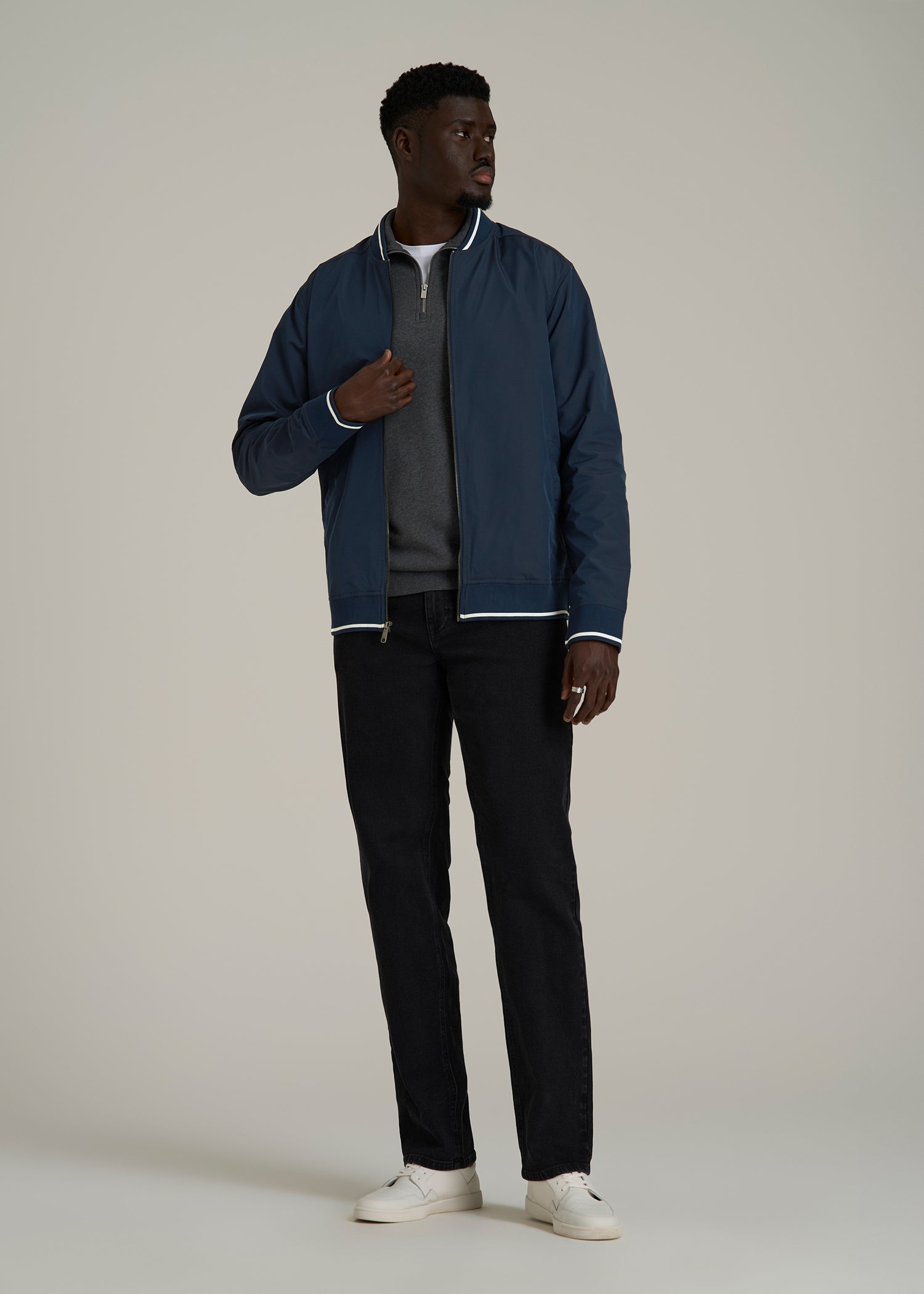 A.T. Bomber Jacket for Tall Men in Navy