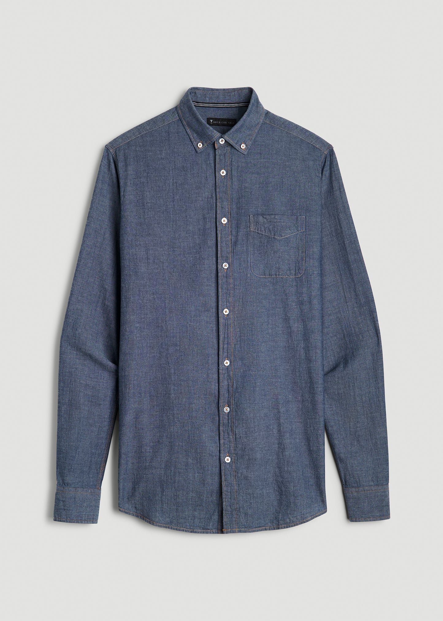 Chambray Button-Down Shirt for Tall Men in Medium Chambray