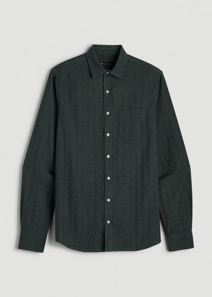 Nelson Flannel Shirt for Tall Men in Balsam Green Chevron