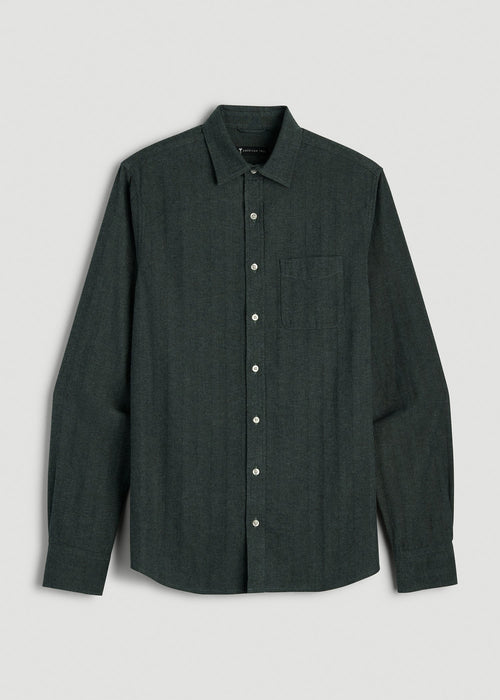 Nelson Flannel Shirt for Tall Men in Balsam Green Chevron
