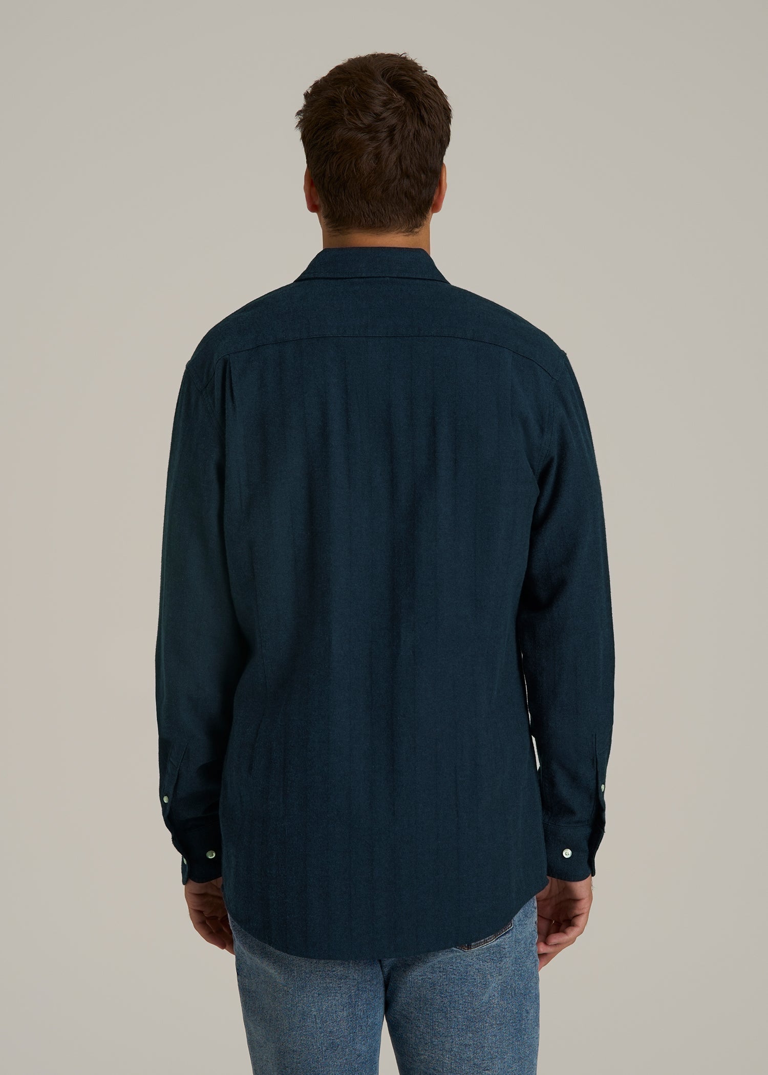 Nelson Flannel Shirt for Tall Men in Blue Chevron