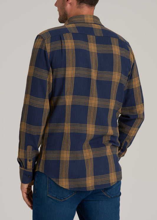 Nelson Flannel Shirt for Tall Men in Blue Tartan