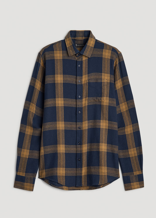 Nelson Flannel Shirt for Tall Men in Blue Tartan