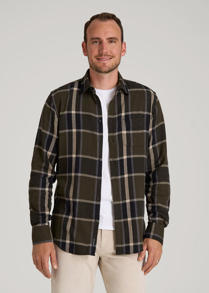 Nelson Flannel Shirt for Tall Men in Olive Plaid Nelson Flannel Shirt for Tall Men in Olive Plaid