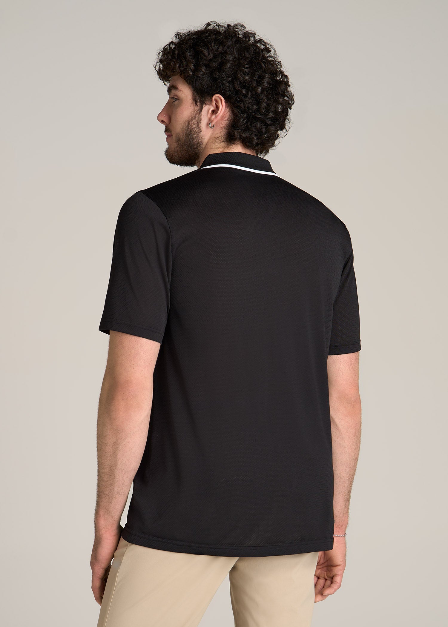A.T. Performance Tipped Golf Polo for Tall Men in Black
