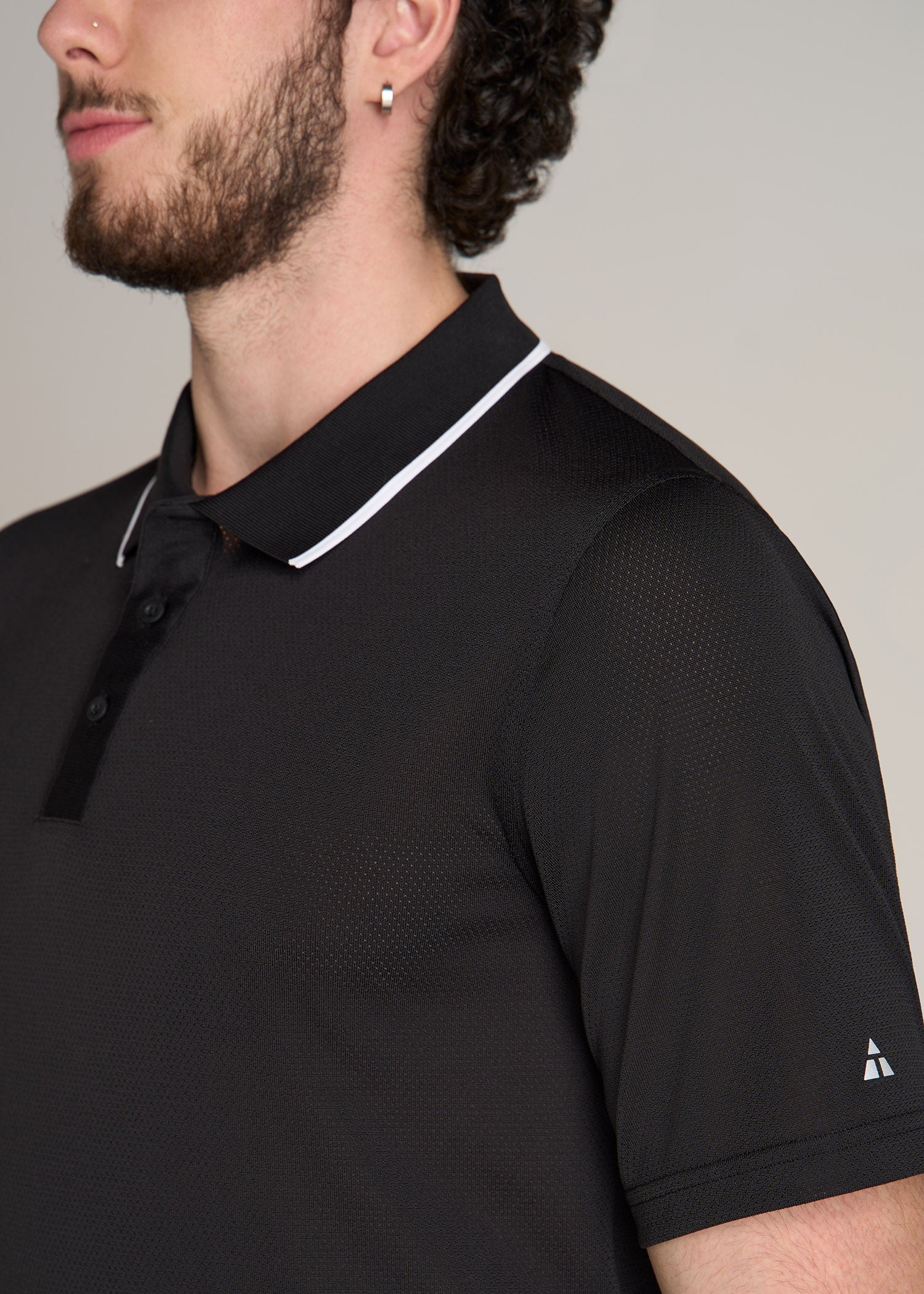A.T. Performance Tipped Golf Polo for Tall Men in Black