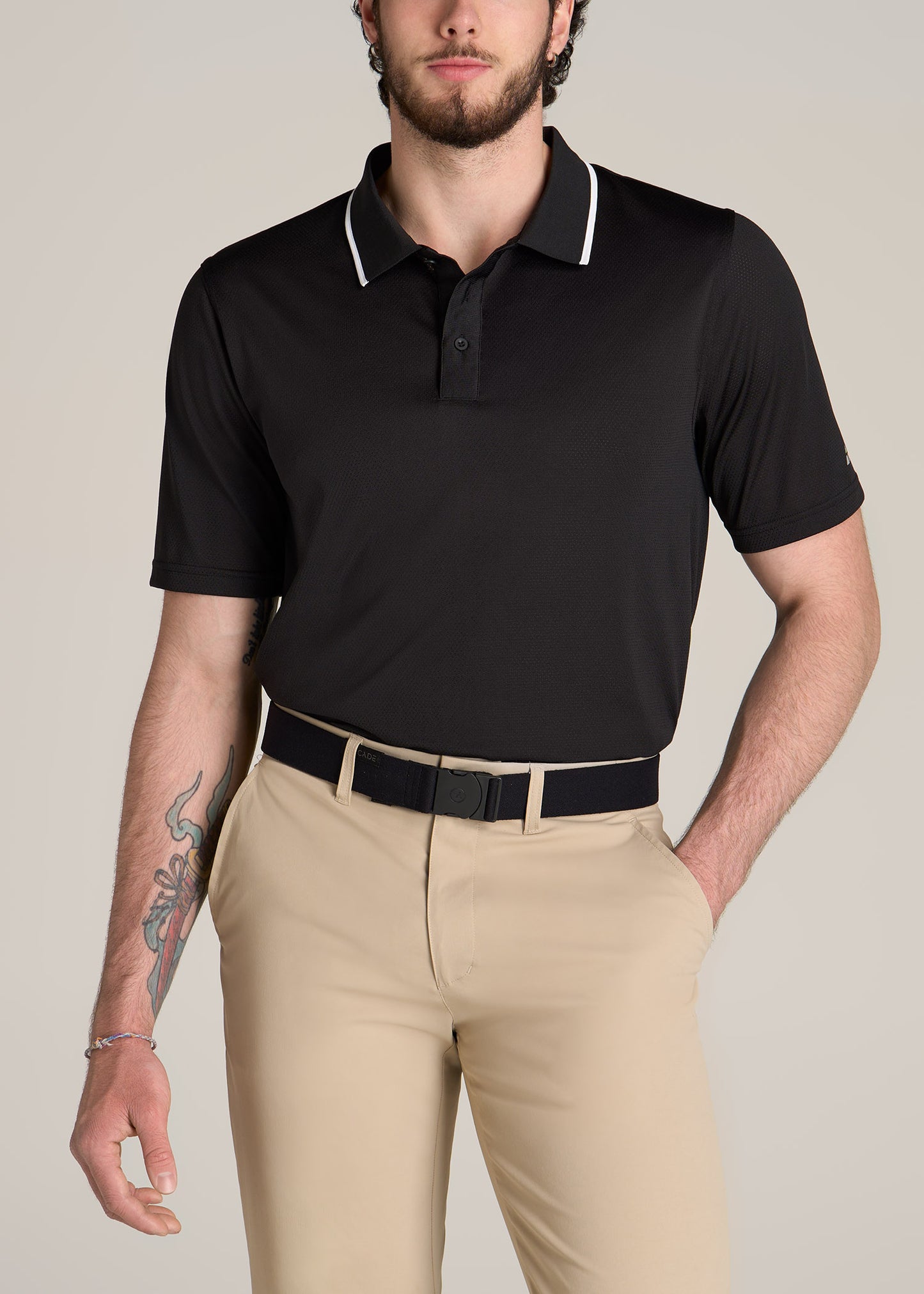 American-Tall-Men-AT-Performance-Tipped-Golf-Polo-Black-front