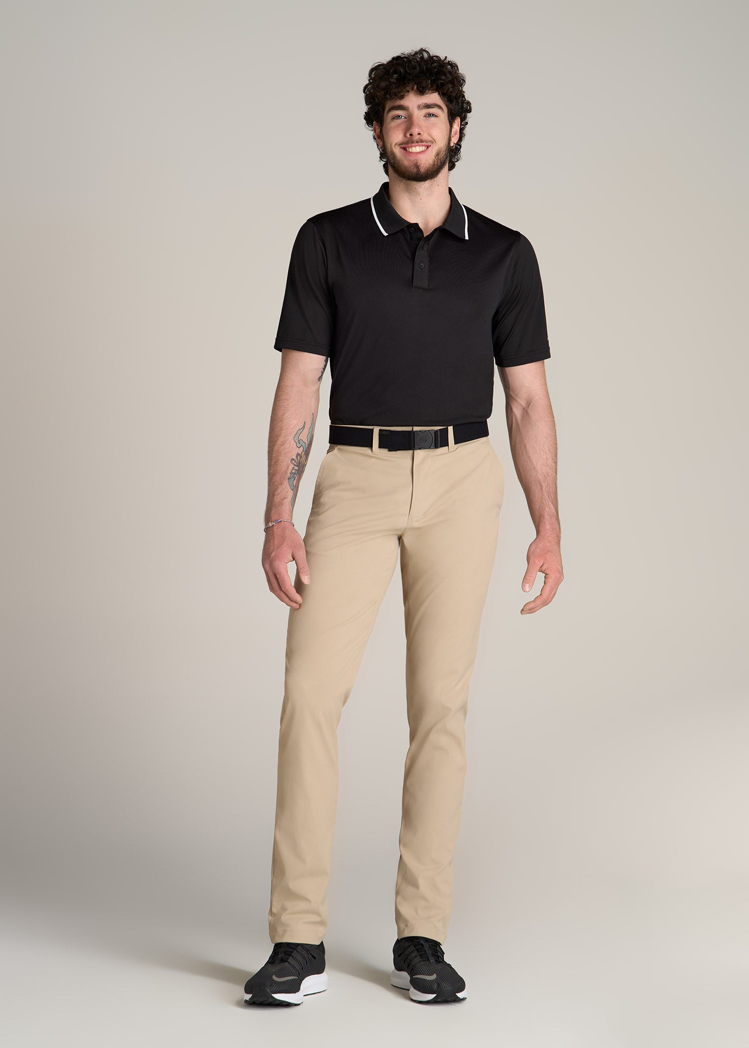 A.T. Performance Tipped Golf Polo for Tall Men in Black