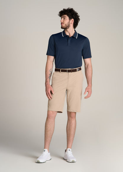 A.T. Performance Tipped Golf Polo for Tall Men in Bright Navy
