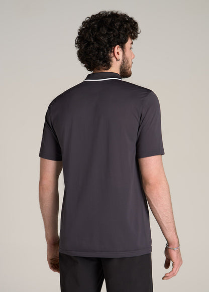 A.T. Performance Tipped Golf Polo for Tall Men in Charcoal