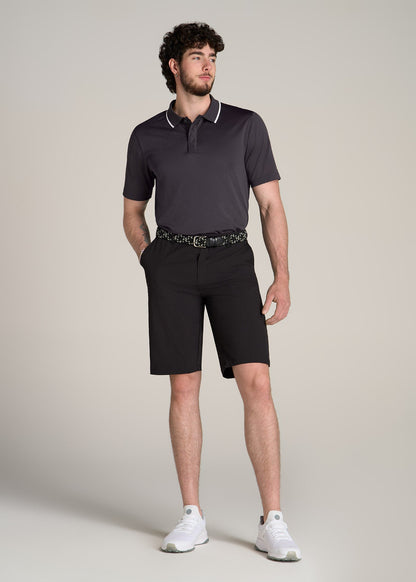 A.T. Performance Tipped Golf Polo for Tall Men in Charcoal