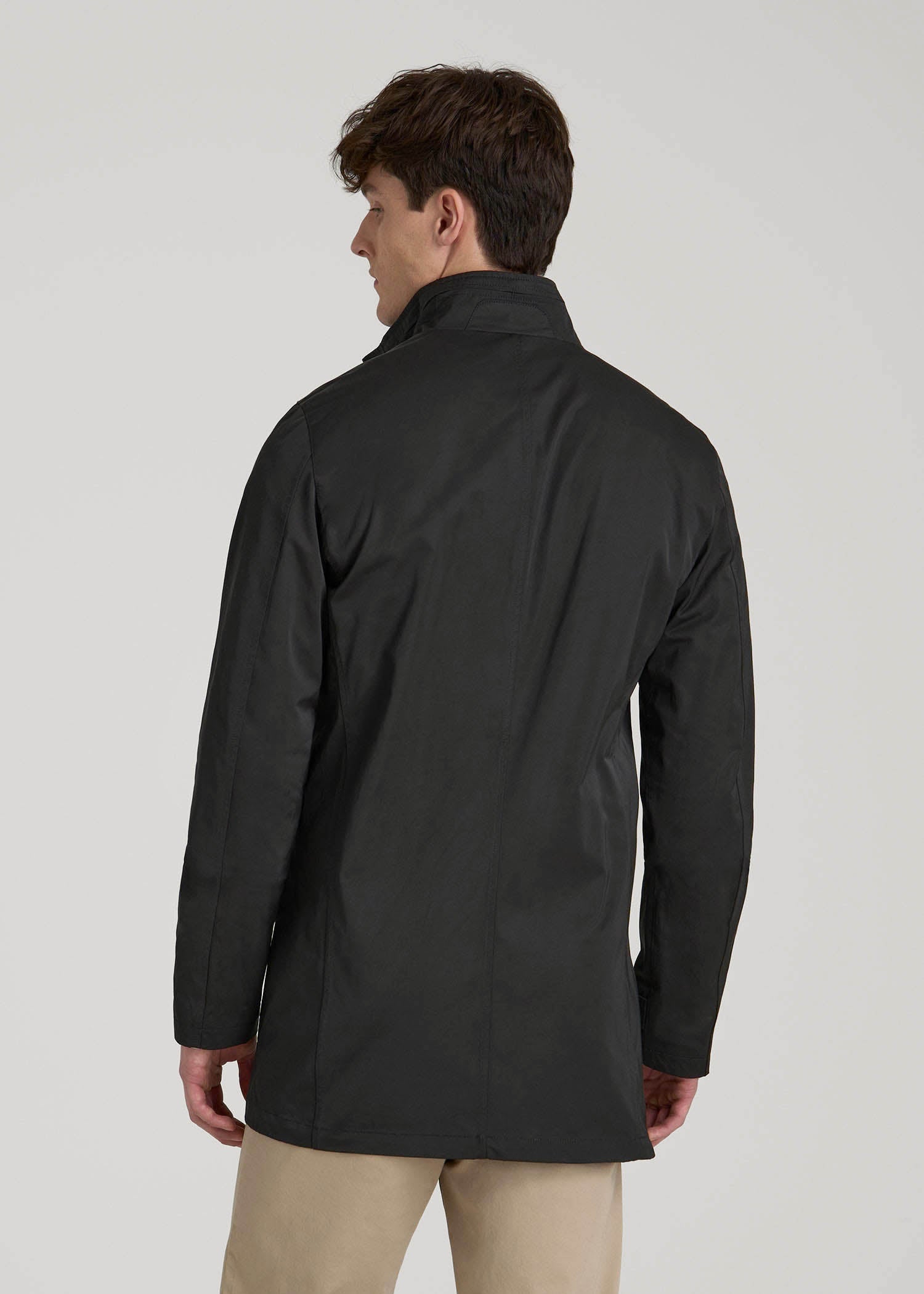 Zip Trench Coat For Tall Men In Black | American Tall