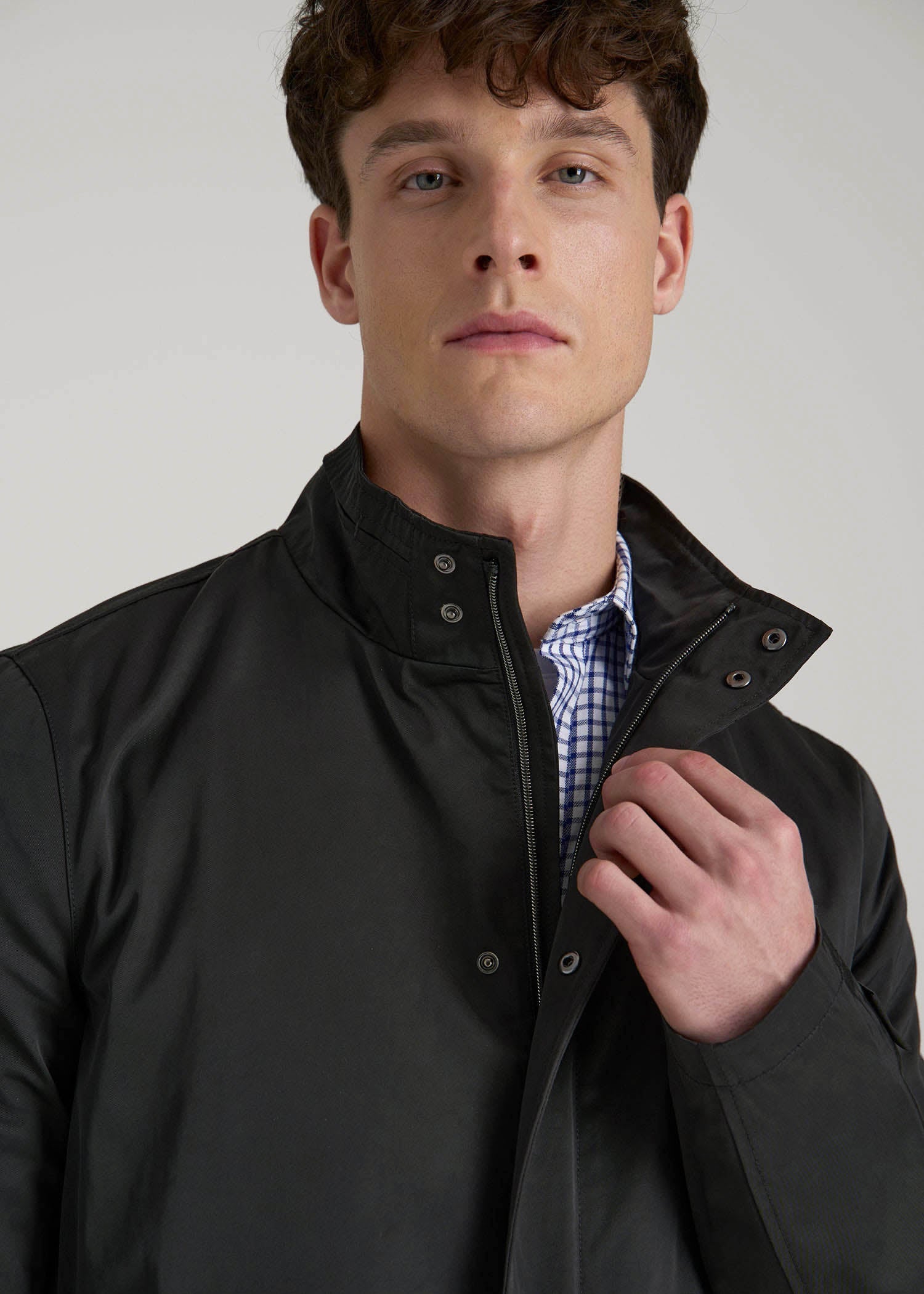 Zip Trench Coat For Tall Men In Black | American Tall