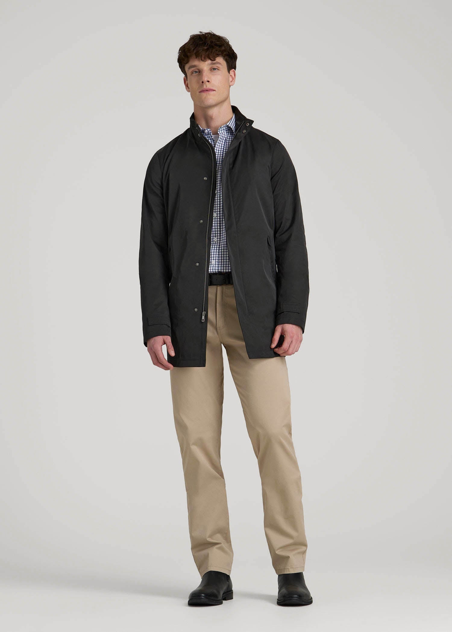 Zip Trench Coat For Tall Men In Black | American Tall