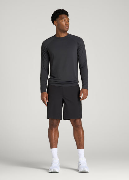 Air Knit Long Sleeves Performance Tshirt for Tall Men in Mid Grey