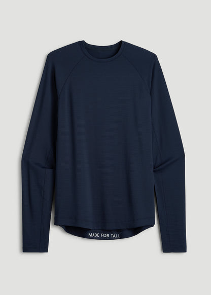 Air Knit Long Sleeves Performance Tshirt for Tall Men in Royal Navy