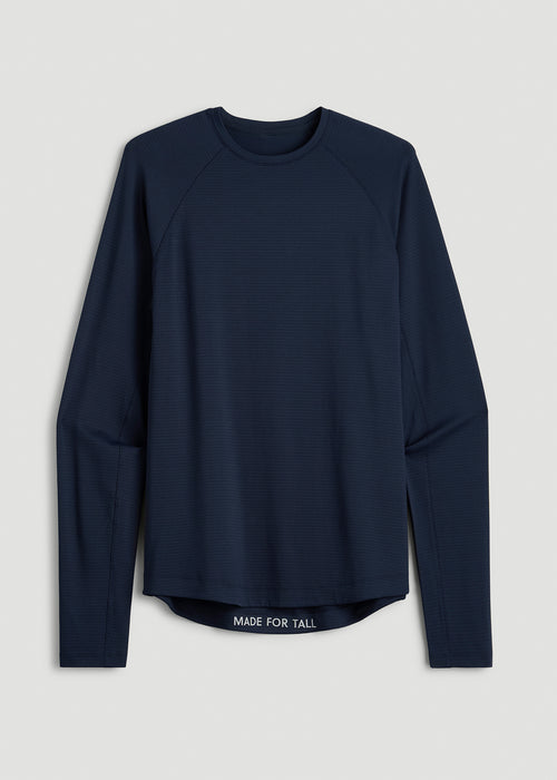 Air Knit Long Sleeves Performance Tshirt for Tall Men in Royal Navy