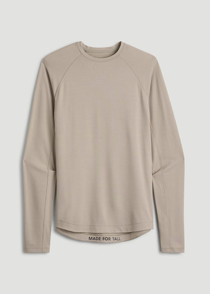 Air Knit Long Sleeves Performance Tshirt for Tall Men in Simply Taupe