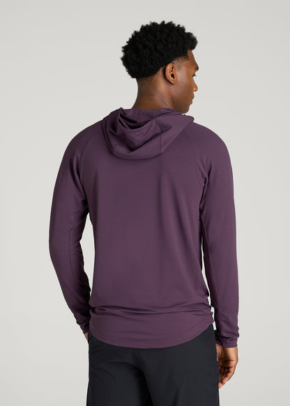 Air Knit Performance Hoodie for Tall Men in Aubergine