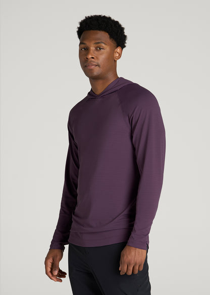 Air Knit Performance Hoodie for Tall Men in Aubergine